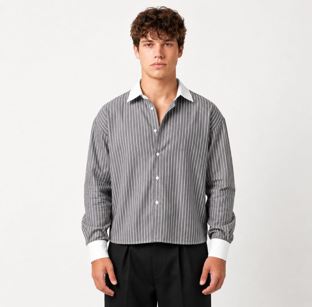 ARVN SRTIPPED SHIRT - GRAY