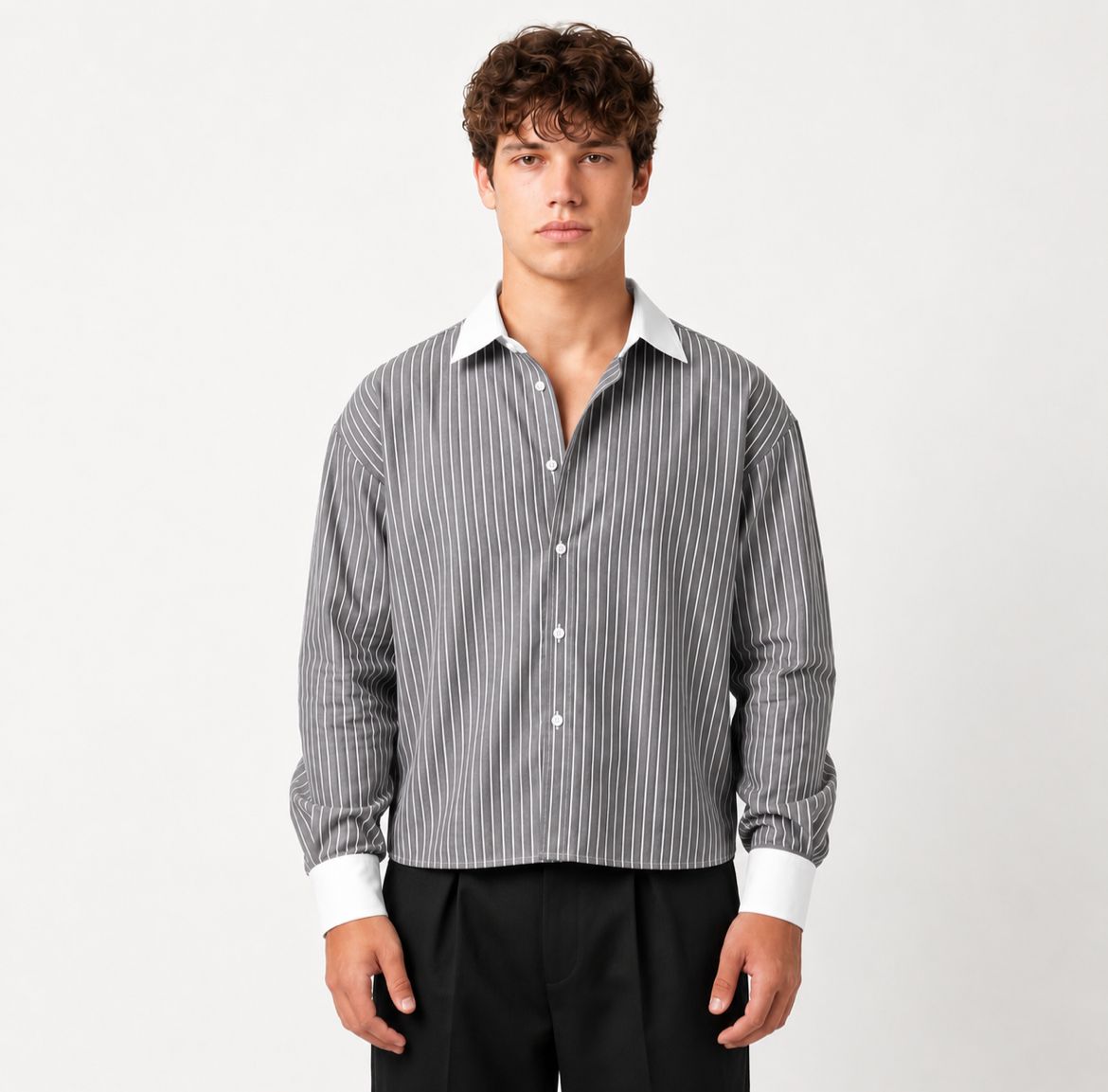 ARVN SRTIPPED SHIRT - GRAY